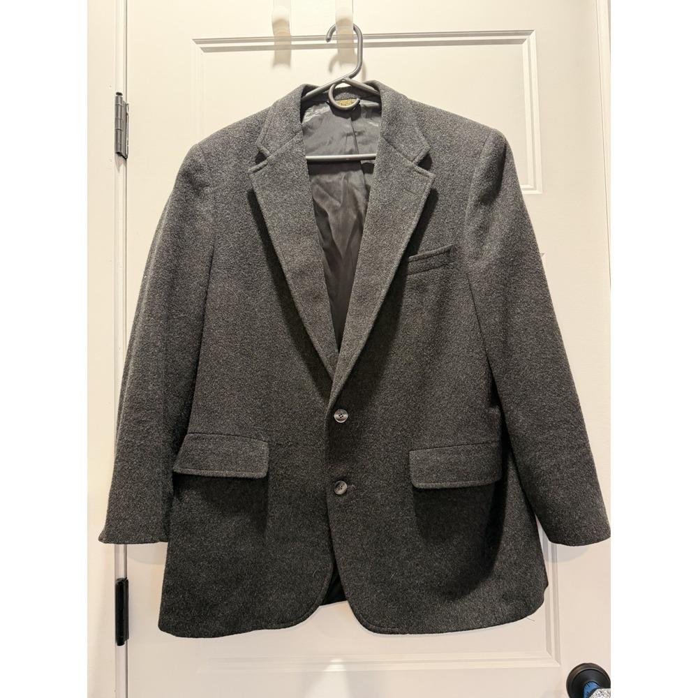 Vintage 100% Cashmere Blazer Jacket Gray Classic Sport Coat USA Made - Picture 1 of 4